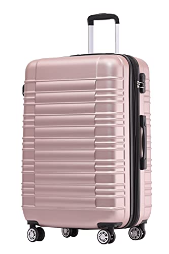 BEIBYE 2088 Zwillingsrollen Reisekoffer Koffer Trolleys Hartschale M-L-XL-Set (Rosa Gold, XL)